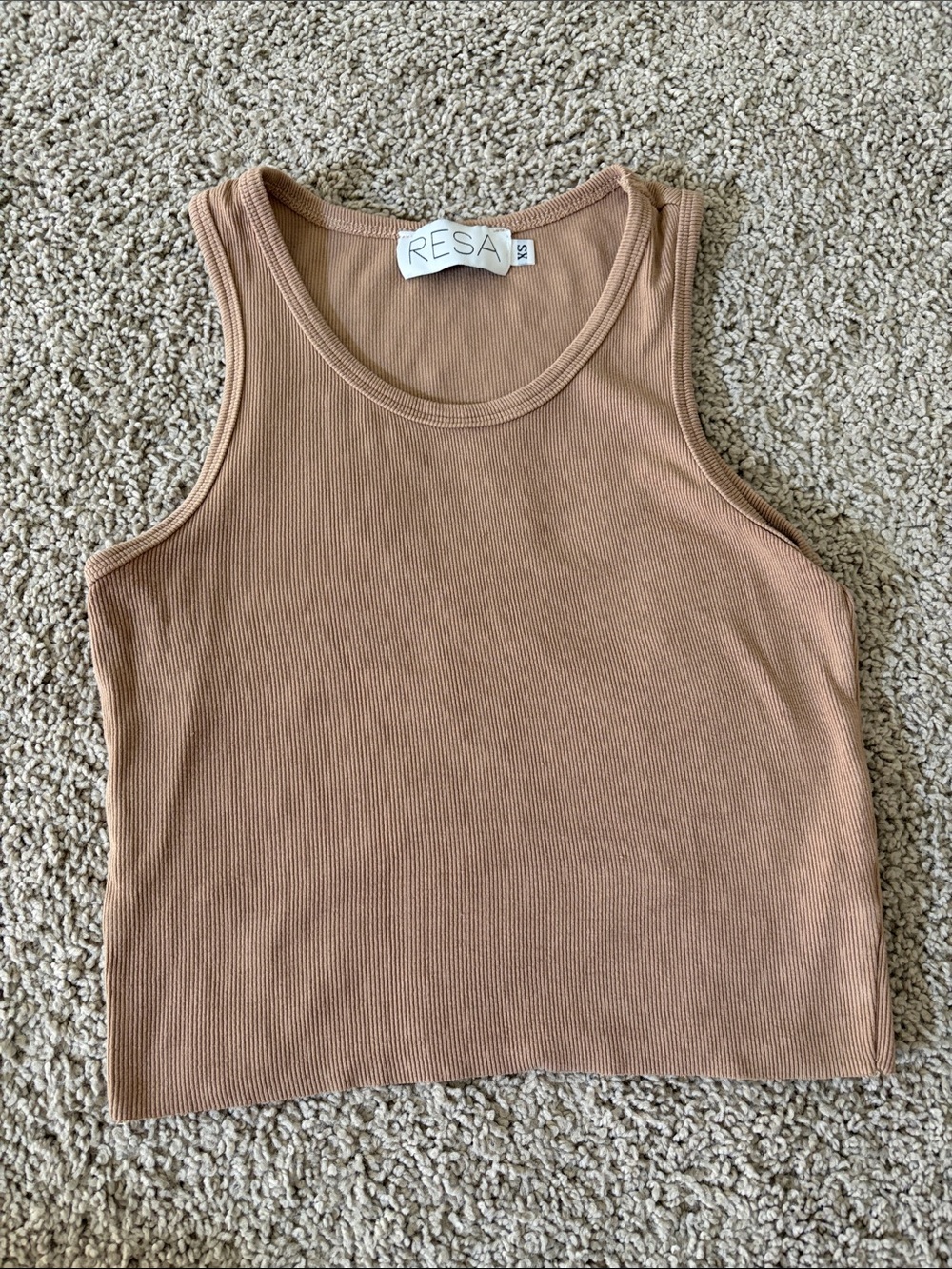 RESA Ribbed Tank Top in Beige-Tan
